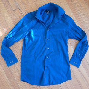 Apt 9 Teal Slim Fit Button-Down Shirt 15.5, 32/33